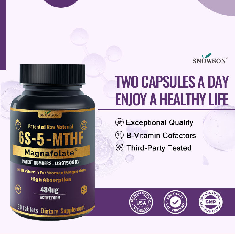 SNOWSON Magnafolate 6S-5-MTHF Women's Multivitamin, 484ug Active Form, 60 Tablets