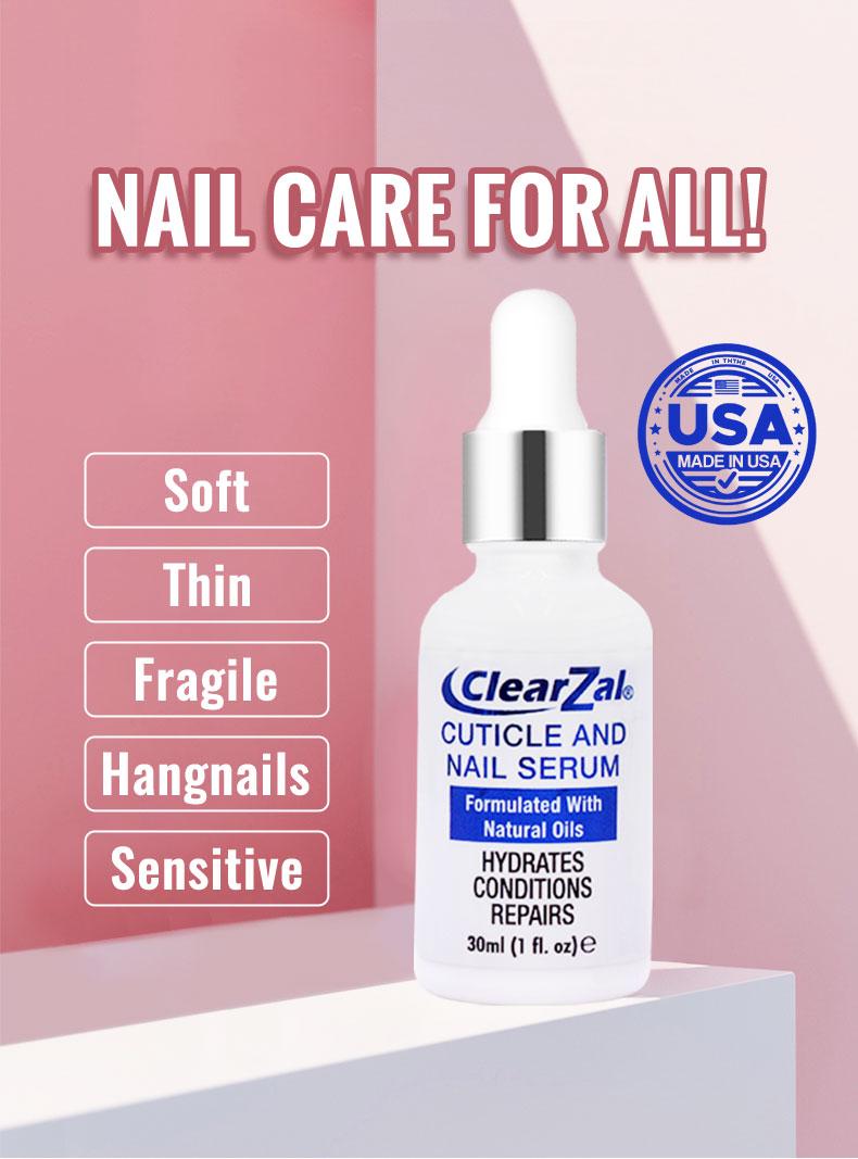 ClearZal Nail and Cuticle Serum, Hydrates Conditions Repairs - 1 oz Nail Nutrition Repair damaged nails  For Weak, Thin, Soft, Peeling Nails, Enriched with Tea Tree Oil, Vitamin E,  Avocado Oil,Reinforces, Thickens Nails, Promotes Strength and Flexibilit
