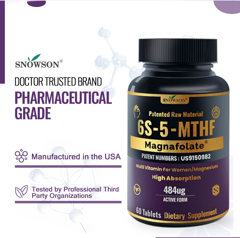 SNOWSON Magnafolate 6S-5-MTHF Women's Multivitamin, 484ug Active Form, 60 Tablets