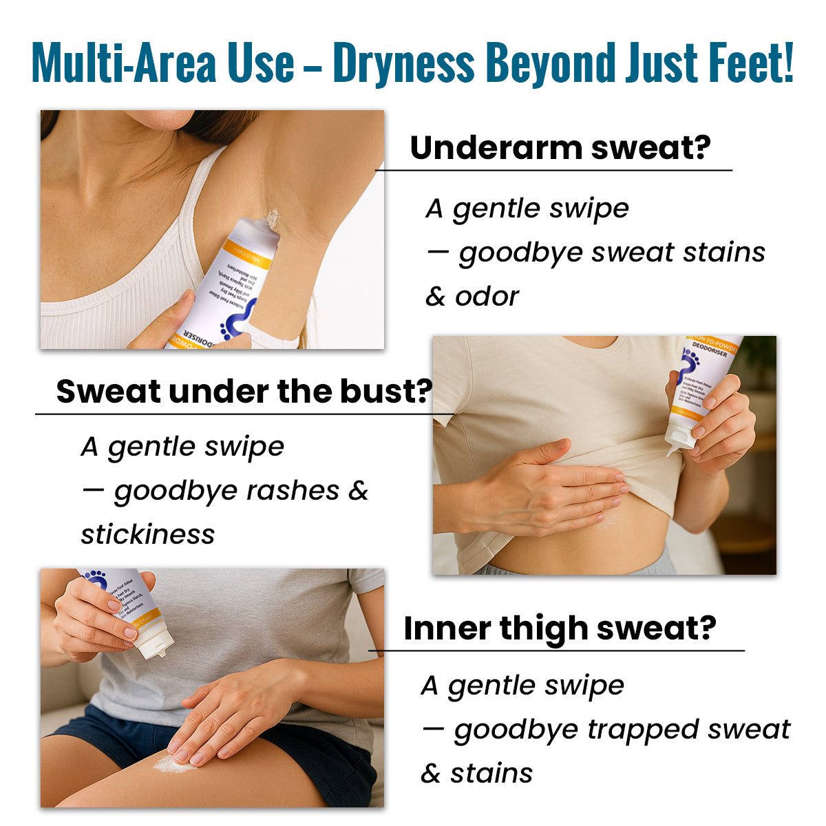 ClearZal Lotion-To-Powder Deodoriser, hyperhidrosisre commended solution to stop sweaty, smelly feet, Helps prevent blisters, Great for hyperhidrosis