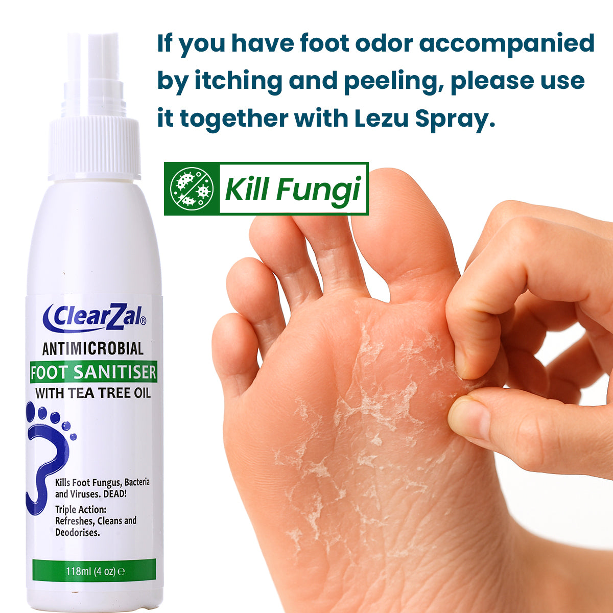 ClearZal Lotion-To-Powder Deodoriser, hyperhidrosisre commended solution to stop sweaty, smelly feet, Helps prevent blisters, Great for hyperhidrosis