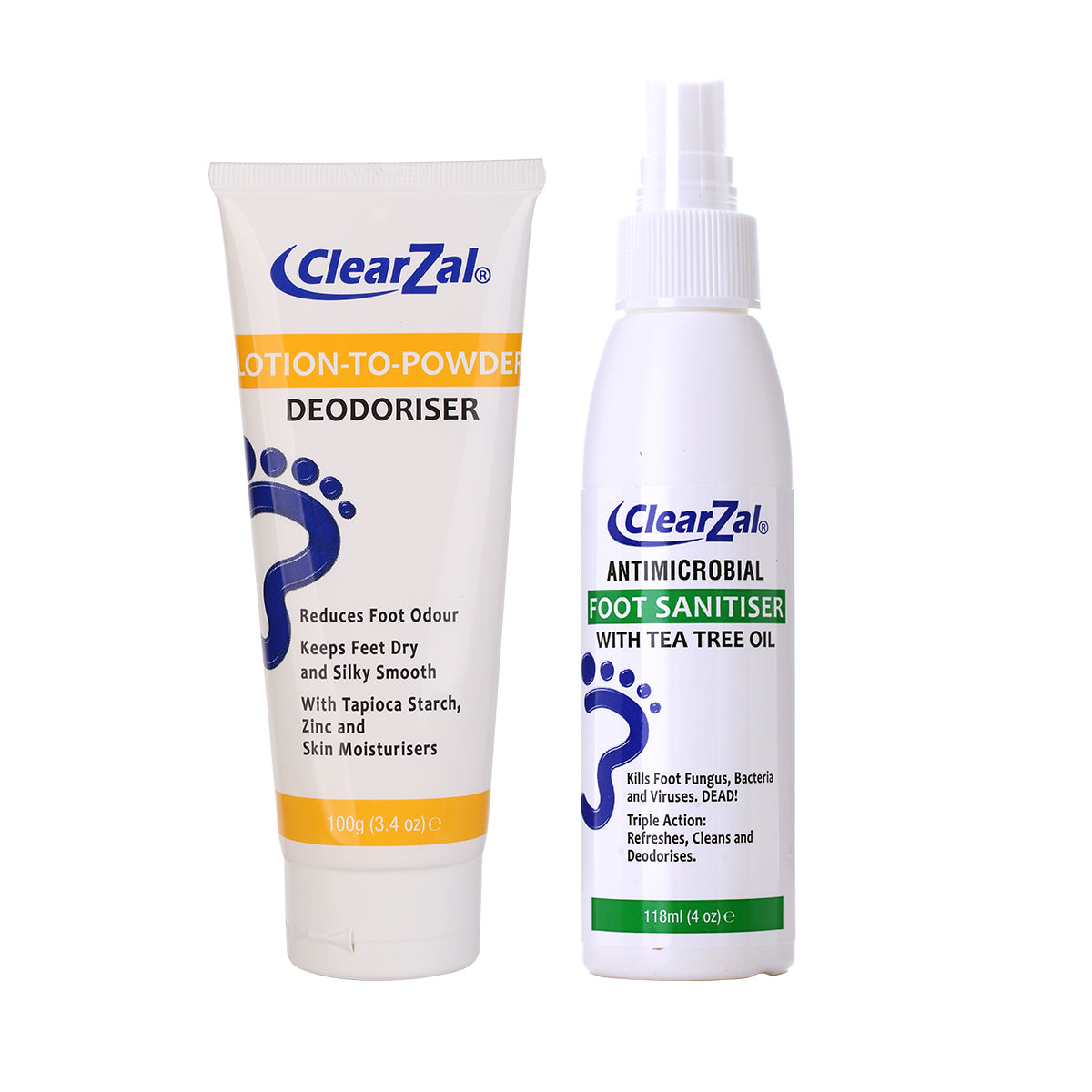 ClearZal Lotion-To-Powder Deodoriser, hyperhidrosisre commended solution to stop sweaty, smelly feet, Helps prevent blisters, Great for hyperhidrosis