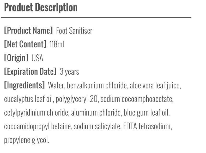 ClearZal Antimicrobial Foot Sanitizer with Tea Tree Oil, 4-Ounce Bottle - Refreshing and Long-lasting Disinfectant with Natural Ingredients
