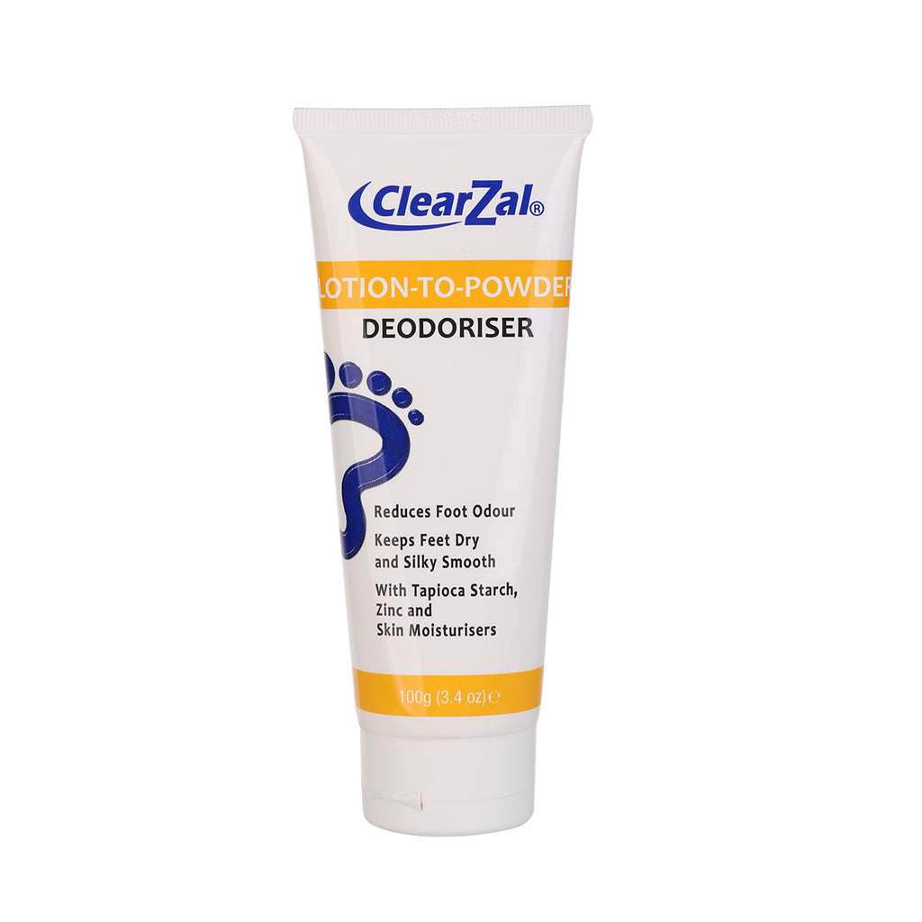 ClearZal Lotion-To-Powder Deodoriser, hyperhidrosisre commended solution to stop sweaty, smelly feet, Helps prevent blisters, Great for hyperhidrosis