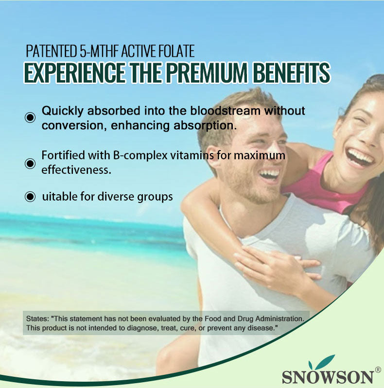SNOWSON 6S-5-MTHF- Methylfolate (Active B9 Folate) Supplement - Supports Mood, Methylation, Cognition,CardiovascularHealth, Nerve Health,Energy Metabolism,gut health- 60 Tablets 484ug folate.